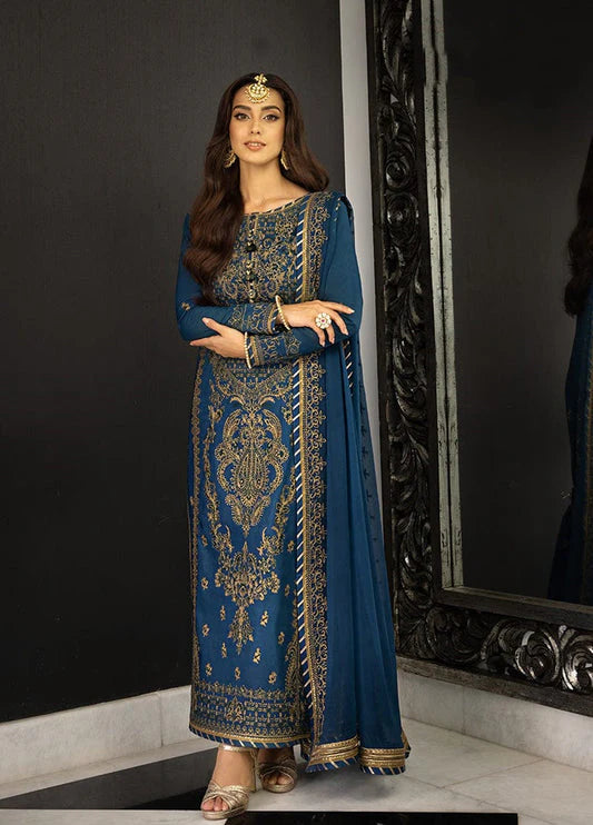Embroidered Chiffon 3 Piece Unstitched Suit -EM0032-Party Wea