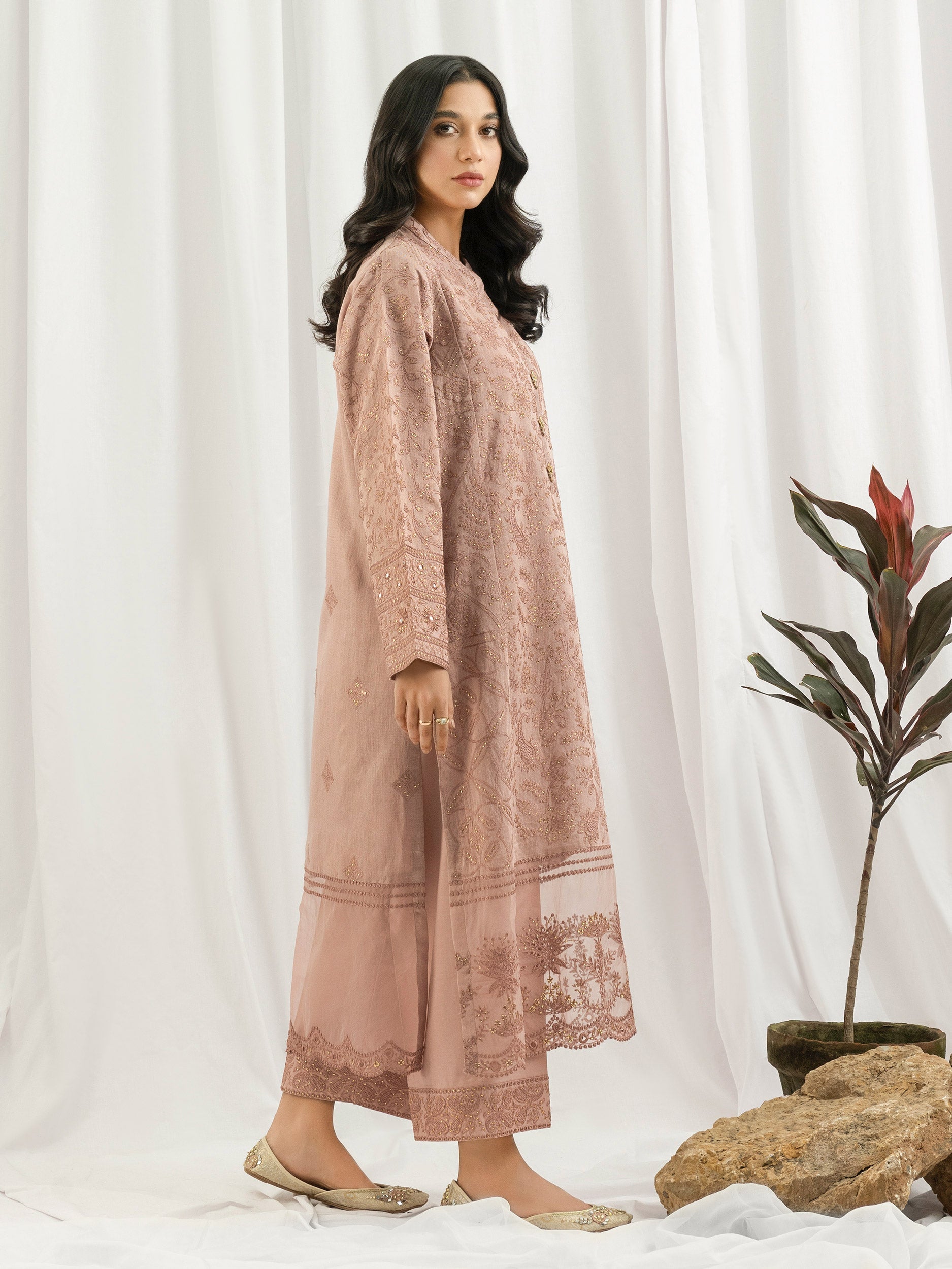 2 Piece Cotton Net Suit- Embroidered (Pret)