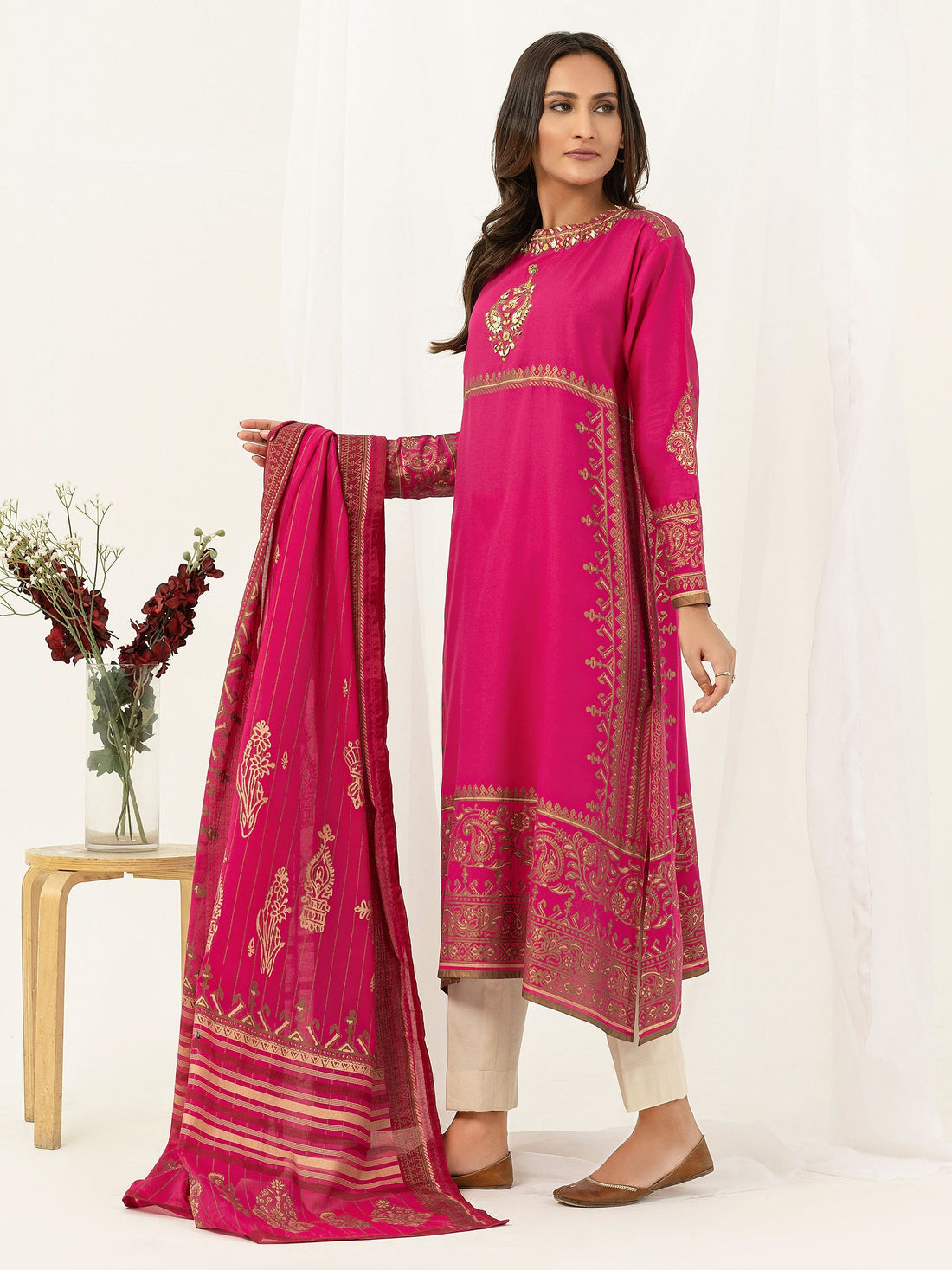 2 Piece Satin Suit-Pasted (Pret)