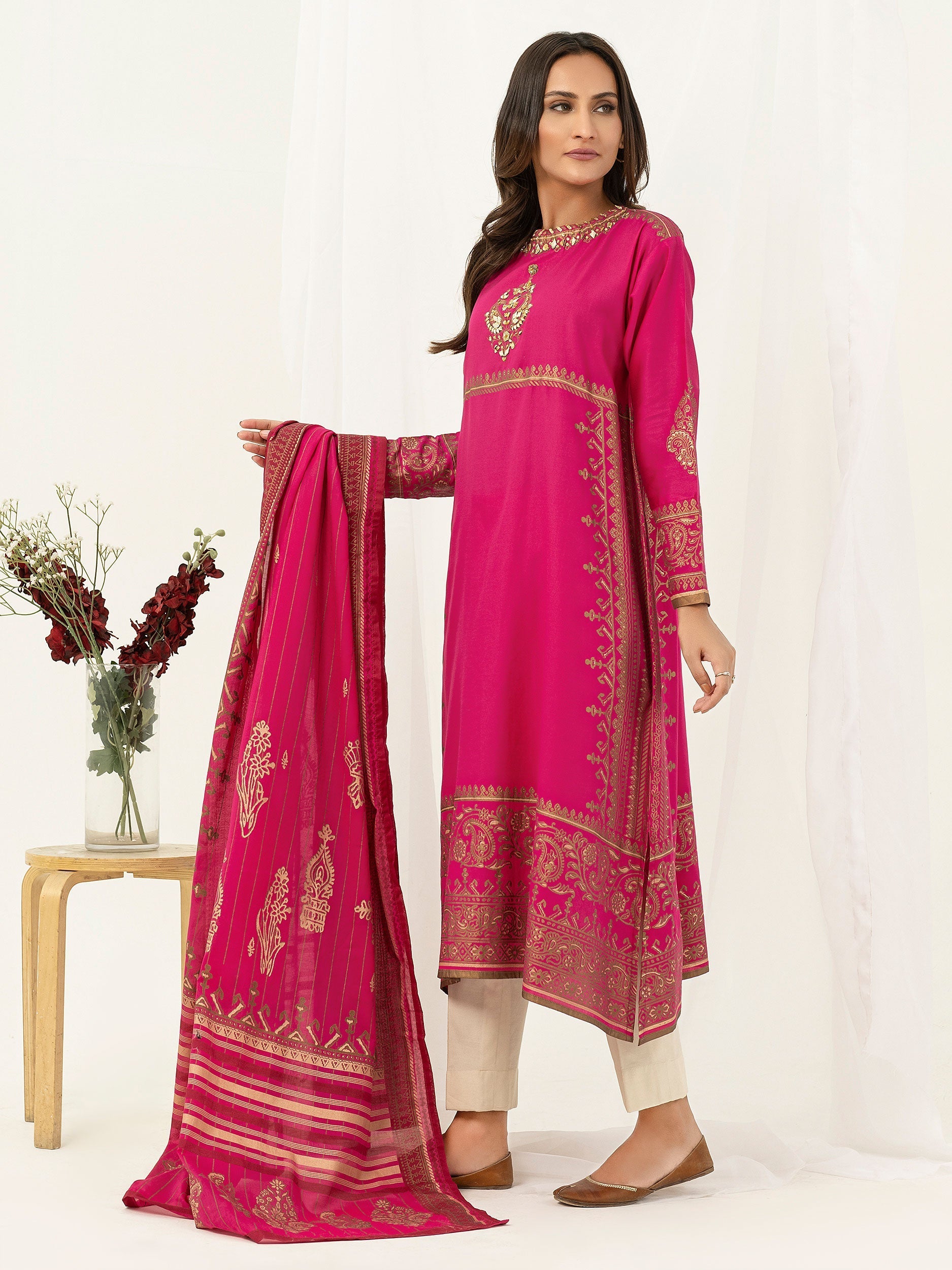 2 Piece Satin Suit-Pasted (Pret)