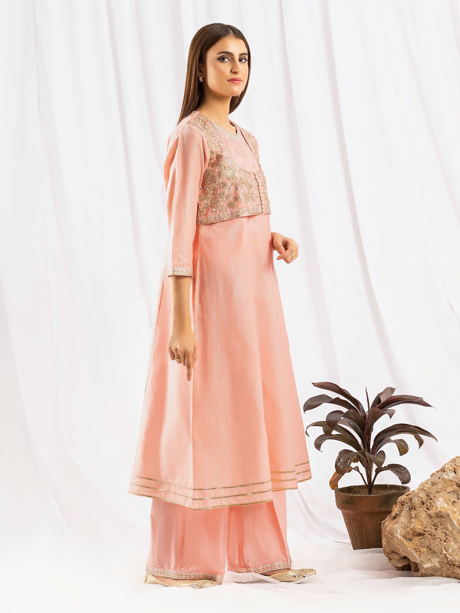 2 Piece Yarn Dyed Suit-Embroidered (Pret)