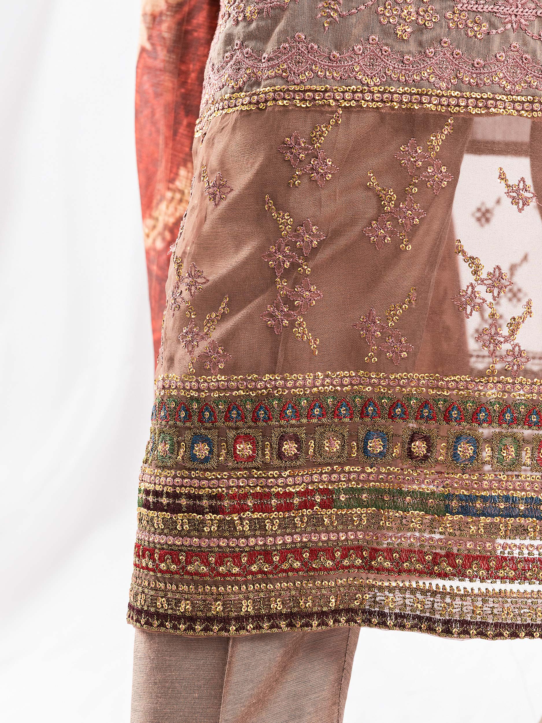 3 Piece Raw Silk Suit-Embroidered (Pret)