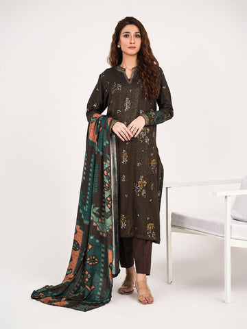 3 Piece Zari Karandi Suit-Embroidered (Pret)