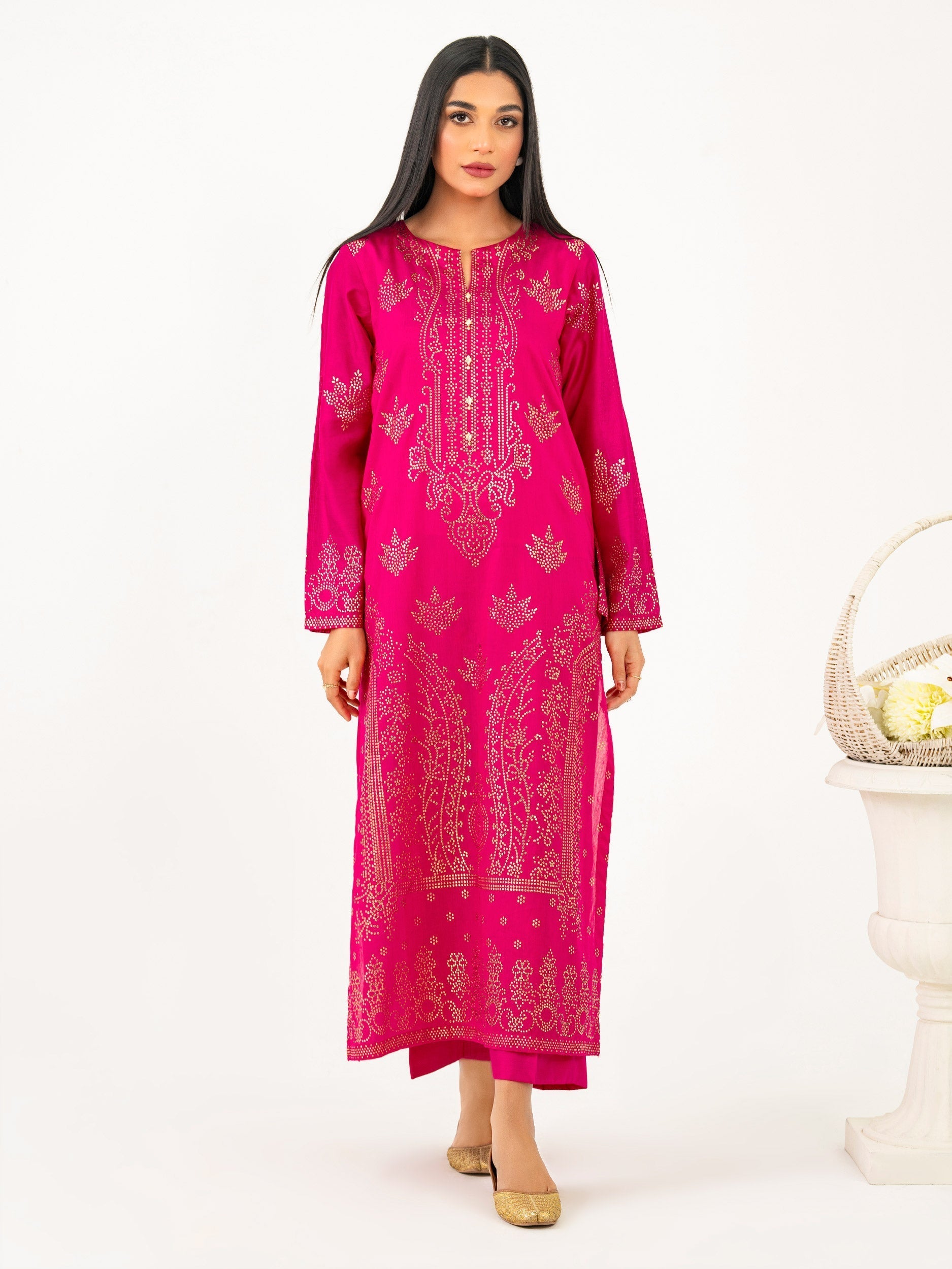 2 Piece Raw Silk Suit-Embellished (Pret)