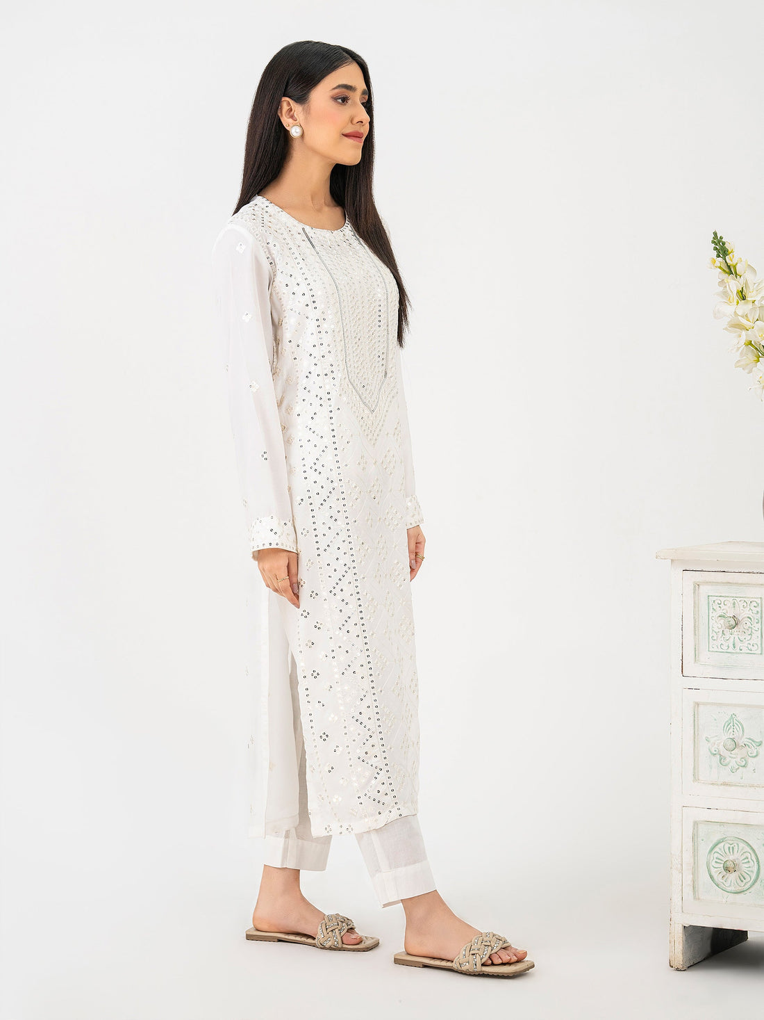 Georgette Shirt-Embroidered (Pret)