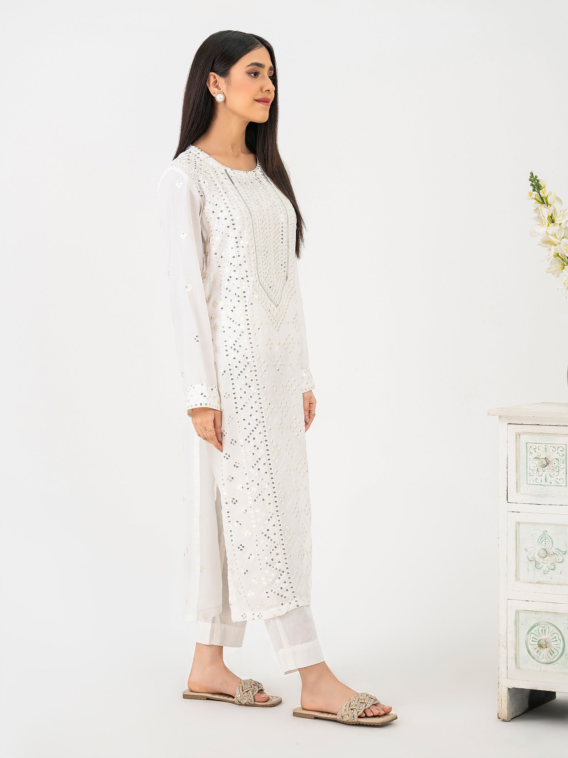 Georgette Shirt-Embroidered (Pret)