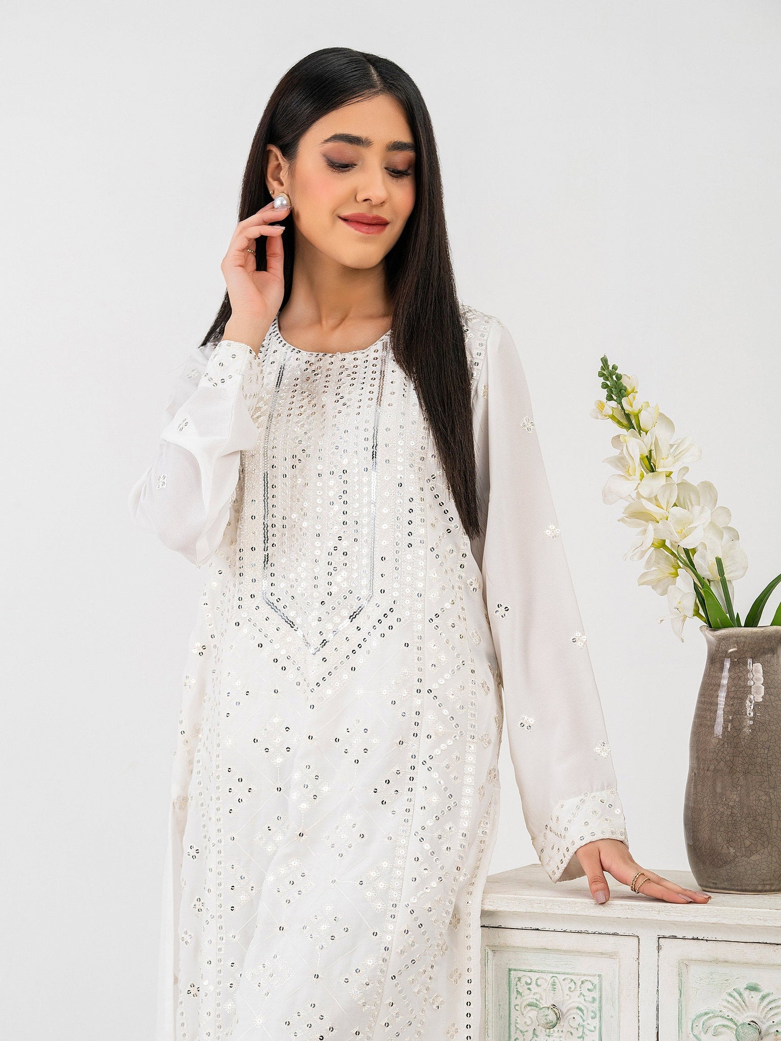 Georgette Shirt-Embroidered (Pret)