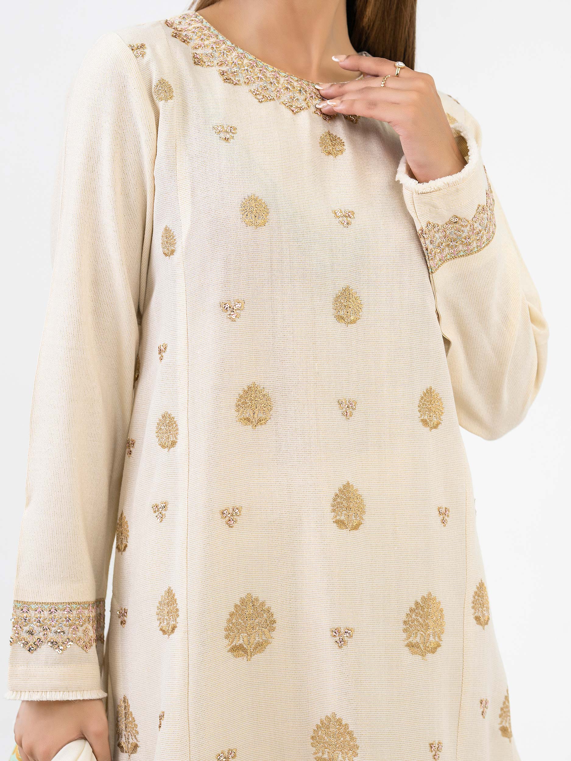 2 Piece Zari Suit-Embroidered (Pret)