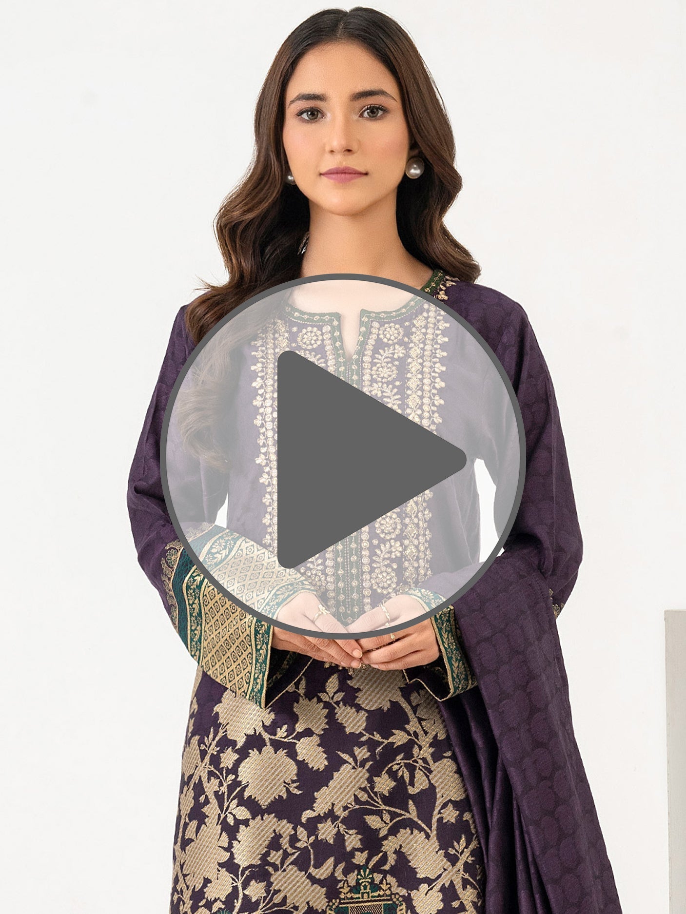 3 Piece Jacquard Suit-Embroidered (Pret)