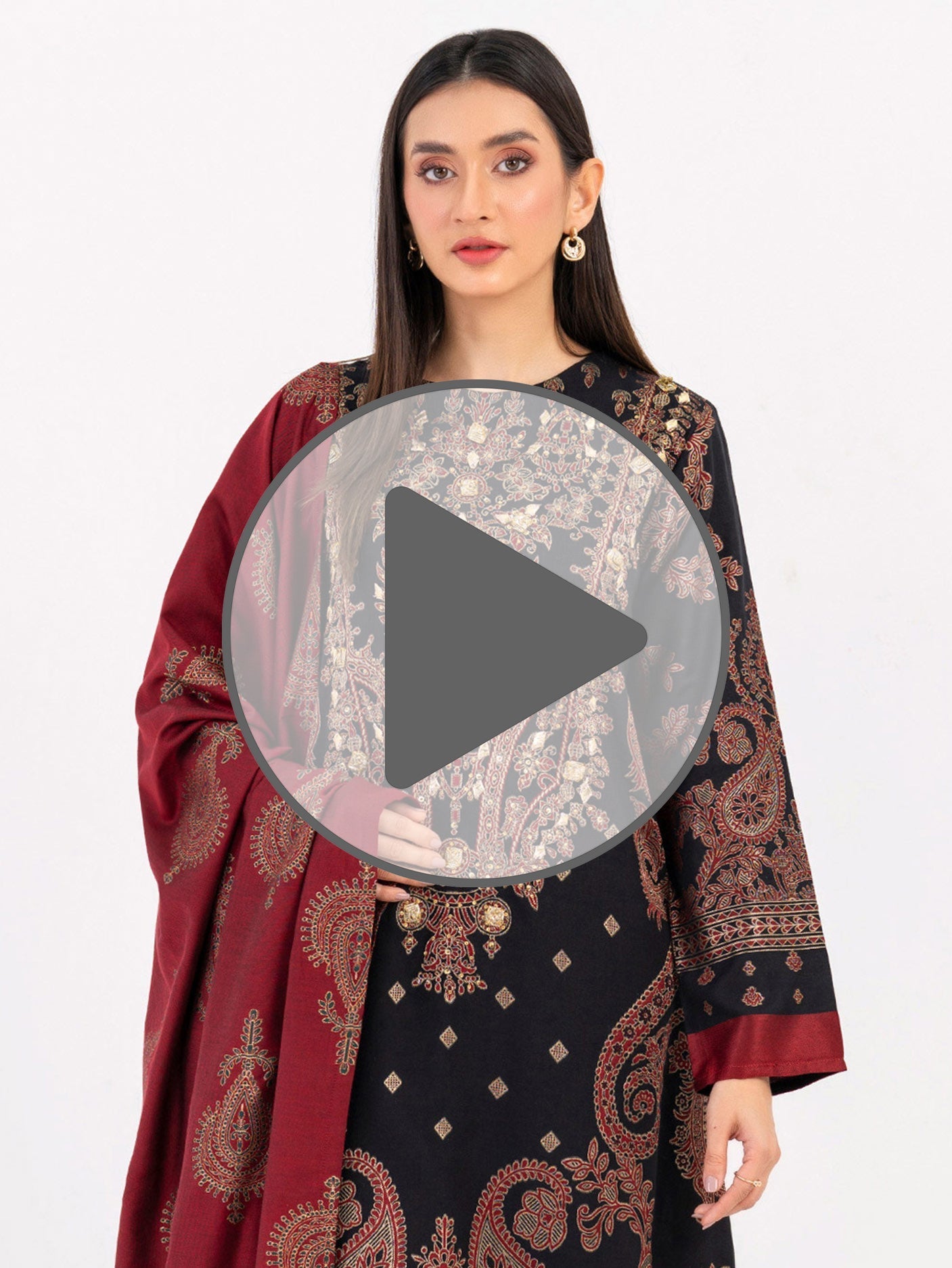 2 Piece Winter Jacquard Suit-Embellished(Pret)