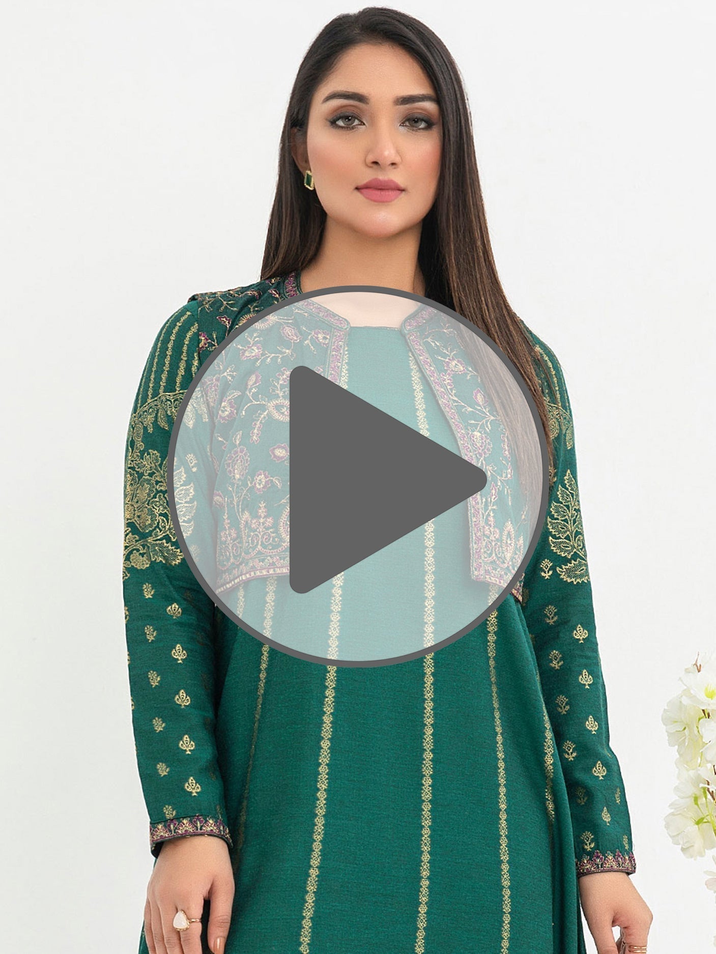 3 Piece Jacquard Suit-Embroidered(Pret)