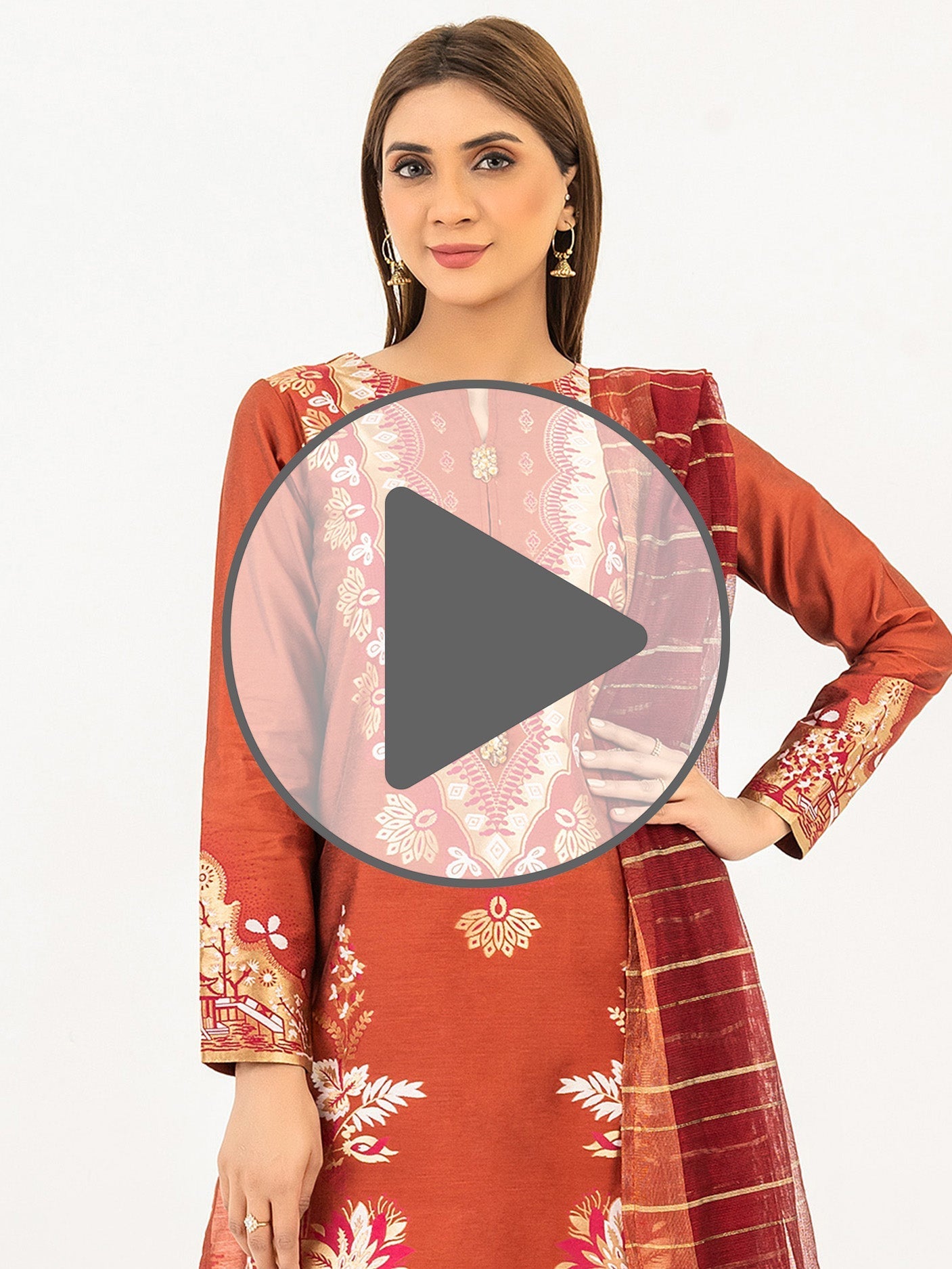 3 Piece Jacquard Suit-Embroidered(Pret)