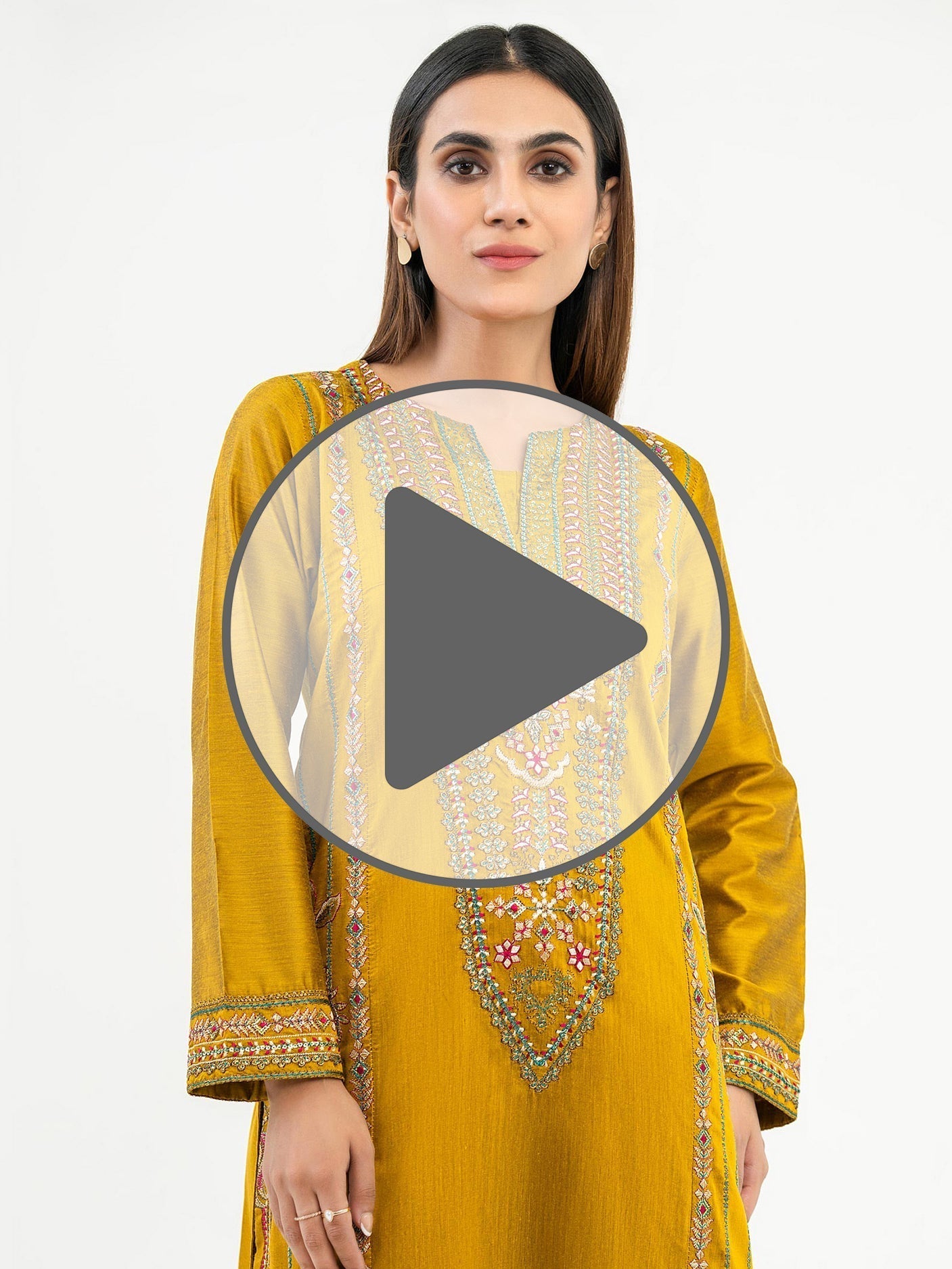 2 Piece Raw Silk Suit-Embroidered (Pret)